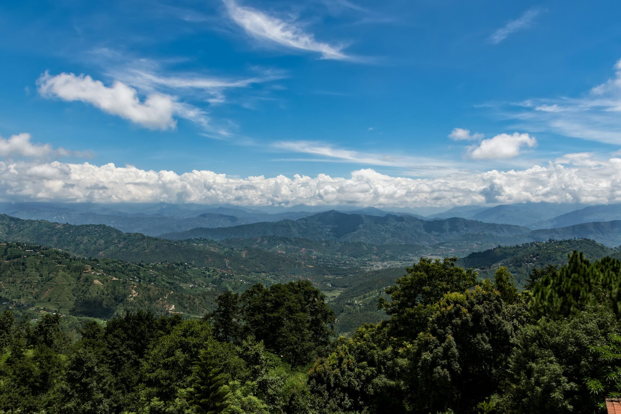 Green Himalayan valleys around Dhulikhel, Nepal